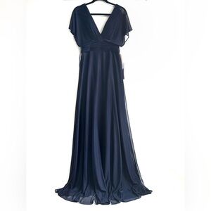 Kleinfeld Flutter Sleeve Mesh Bridesmaid Dress
Elegant Indigo Blue Evening Gown